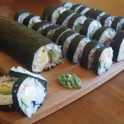 Sushi, with Smoked Salmon, Avocado and Cream cheese