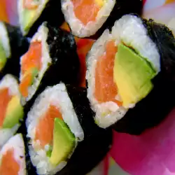 Sushi with avocados