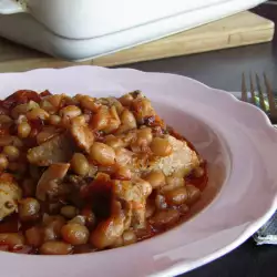Baked Pork Belly with Beans and Cabbage