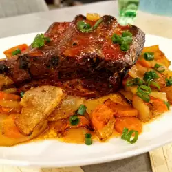 Slow Roasted Pork Belly with a Potato and Carrot Garnish