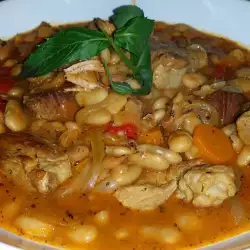 Bean Casserole in Clay Pot with Pork