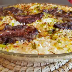 Oven Baked Rice with leeks