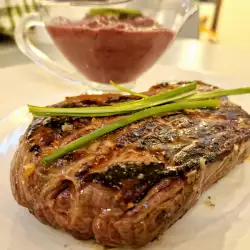 Beef Steak with Red Onion and Wine Sauce