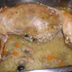 Stuffed Rabbit with Rice, Mushrooms and Smoked Meat