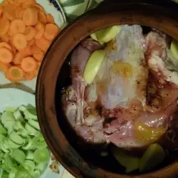 Rabbit with Leeks and Carrots in a Clay Pot