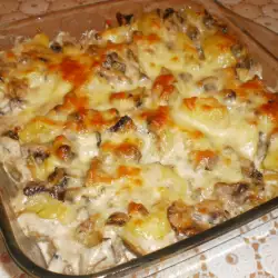 Casserole with Boiled Potatoes and Mushrooms