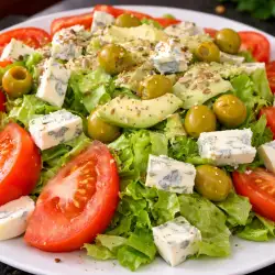 Green Salad with Blue Cheese, Avocado and Olives