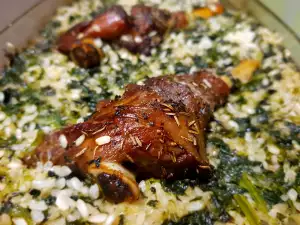 Lamb Shank with Rice and Spinach