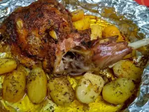 Slow-Roasted Lamb Shoulder with Potatoes in Foil