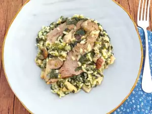 Lamb with Spinach, Rice and Mushrooms