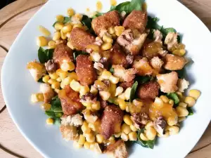 Spinach Salad with Breaded Cheeses with Balsamic Reduction