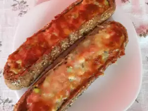 Stuffed Wholemeal Baguettes with Peppers, Cheese and Sausage