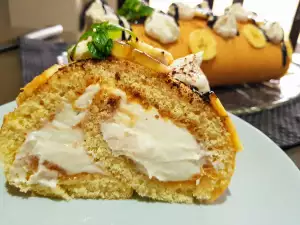 Banana Roll with Cottage Cheese and Cream