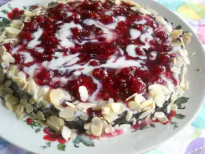 Quick Raspberry Cake with Sliced Almonds