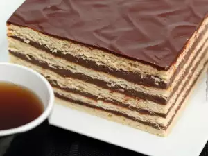 Biscuit Cake with Liquid Chocolate and Cream