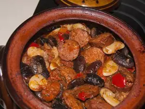 Beans with Sausages in a Clay Pot