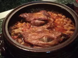 Pork Shank and Beans in a Clay Pot