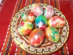 Dyed Eggs with a Napkin