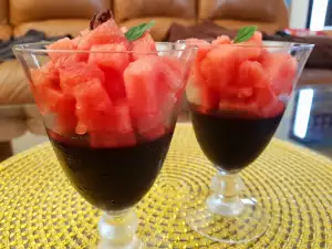 Jelly Vegan Dessert with Blueberries and Watermelon