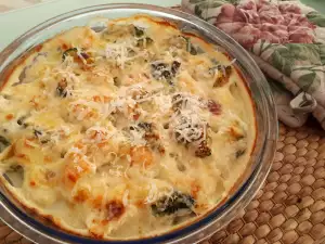 Broccoli and Cauliflower Casserole with Bechamel Topping