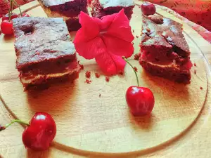 Brownie with Cottage Cheese and Cherries