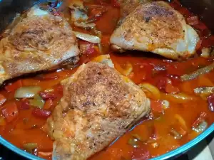 Serbian-Style Chicken Legs with Peppers and Mushrooms