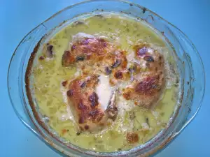 Chicken Drumsticks with Mushrooms and Processed Cheese