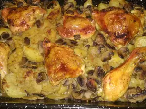 Chicken Legs with Potatoes, Mushrooms and Beer