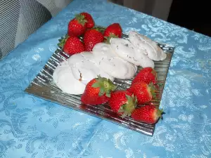 Meringues with Chocolate and Walnuts, Garnished with Strawberries