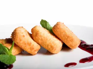 Breaded Tofu with Blueberry Jam