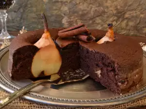 Chocolate Cake with Whole Pears