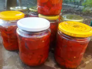 Red Peppers in Jars for the Winter