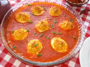 Deviled Eggs in Tomato Sauce