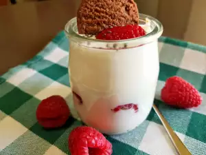 Homemade Strained Yogurt with Raspberries and Biscuits