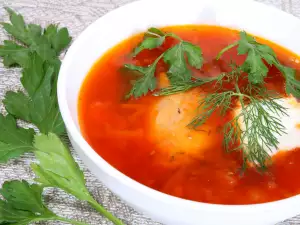 Tomato Soup with Eggs and Soy Sauce