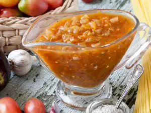 Moldovan Mushroom Sauce with Eggplants and Tomatoes