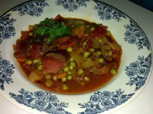 Peas and Fried Sausage Stew