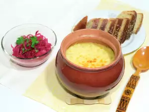 Feta Cheese and Vegetables in a Clay Pot