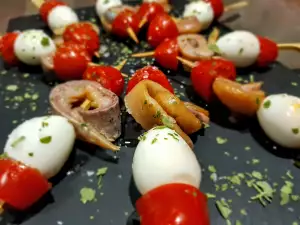 Festive Bites with Herring and Quail Eggs