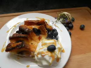 Traditional Irish Pudding with Blueberries and Raisins