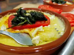 Oven-Baked Kachamak with Tomatoes and Spinach