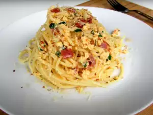 Spaghetti Carbonara and Peppers