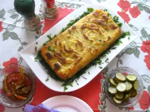 Potato Cake with Minced Meat and Red Peppers