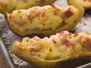 Baked Potatoes with Bacon and Brussels Sprouts