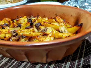 Potatoes with Mushrooms in a Clay Pot