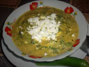 Porridge with Spinach, Feta Cheese and Eggs