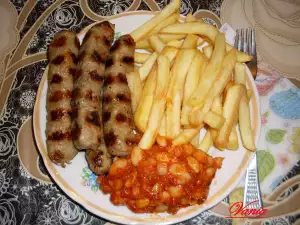 Kebabs with Potatoes and Beans with Chutney