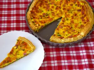 Puff Pastry Quiche with Ham, Yellow and White Cheese