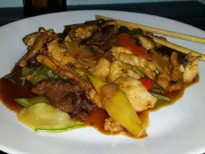 Chinese Dish with 3 Kinds of Meat and Vegetables