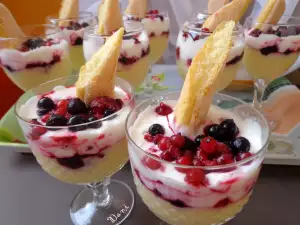 Cream Dessert with Fruits and Sour Cream